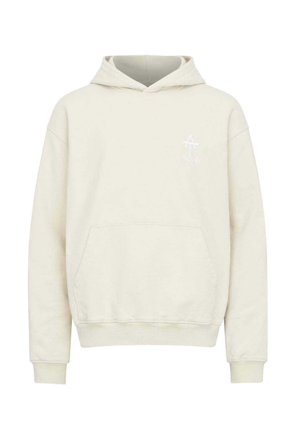Cream Cotton Embroidered A-T FIVE Hoodie