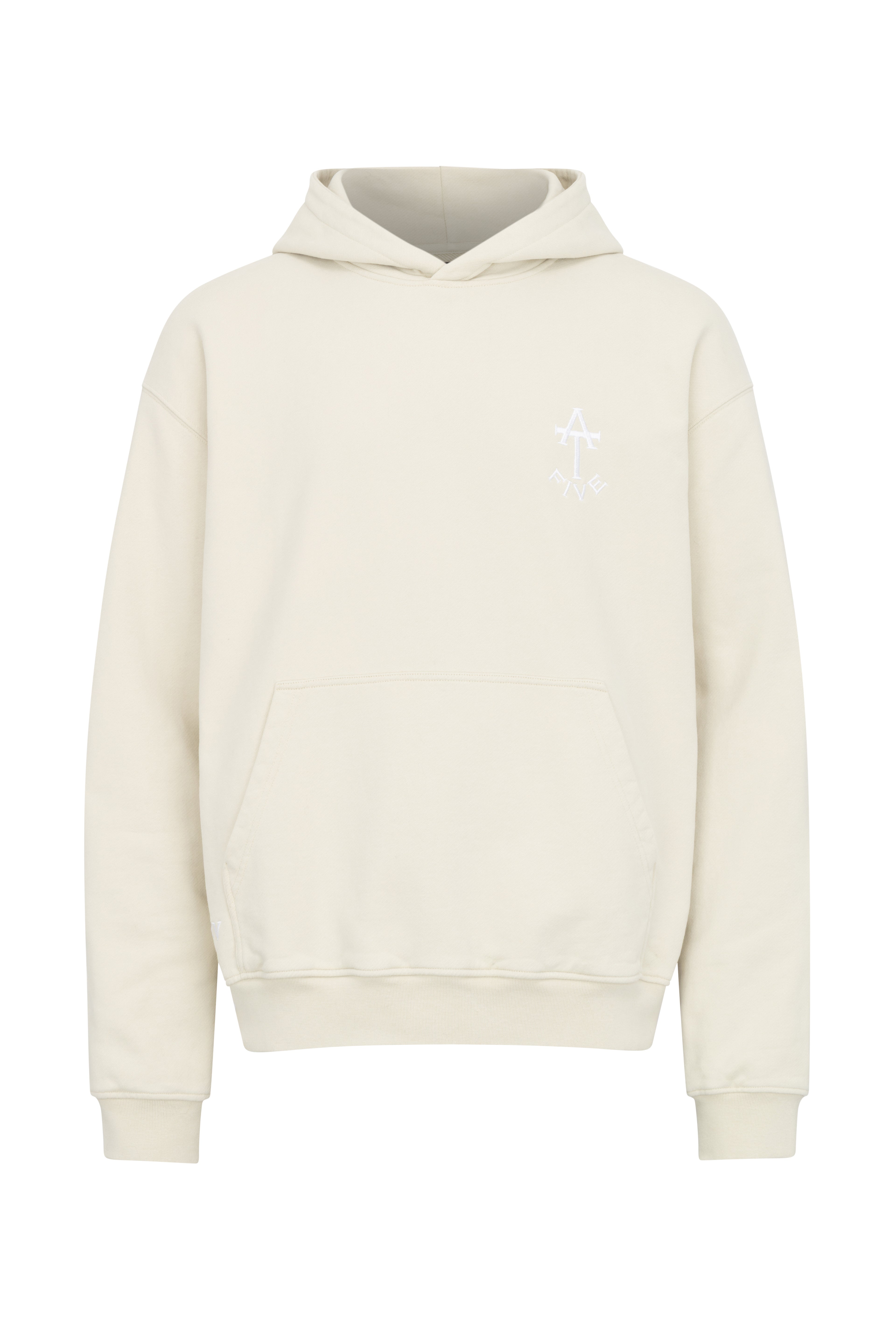 Cream Cotton Embroidered A-T FIVE Hoodie